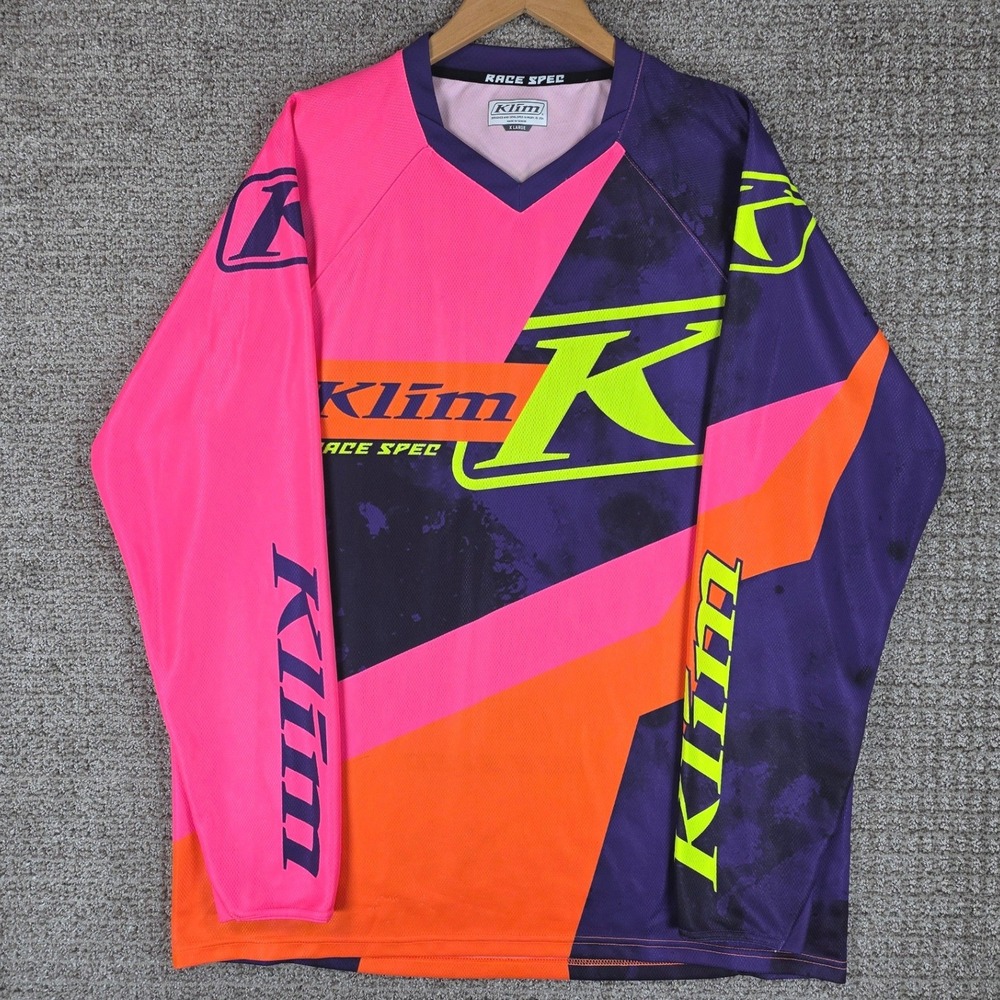 Klim Race Spec Motocross‎ Jersey Mens XL Pink Purple Orange Neon Dirt Bike Gear